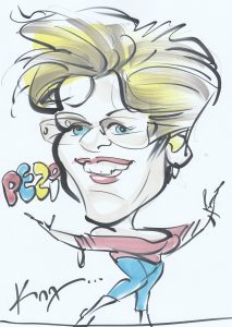 Pezi Ballonkünstlerin als Karikatur